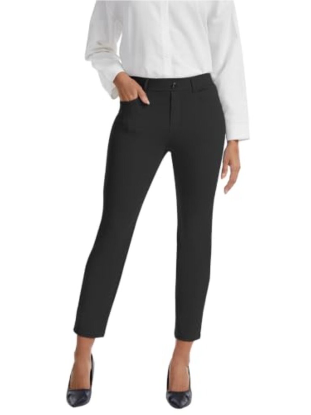 Women's Stretchy Yoga Dress Pants High Rise Straight Leg with Pockets Casual